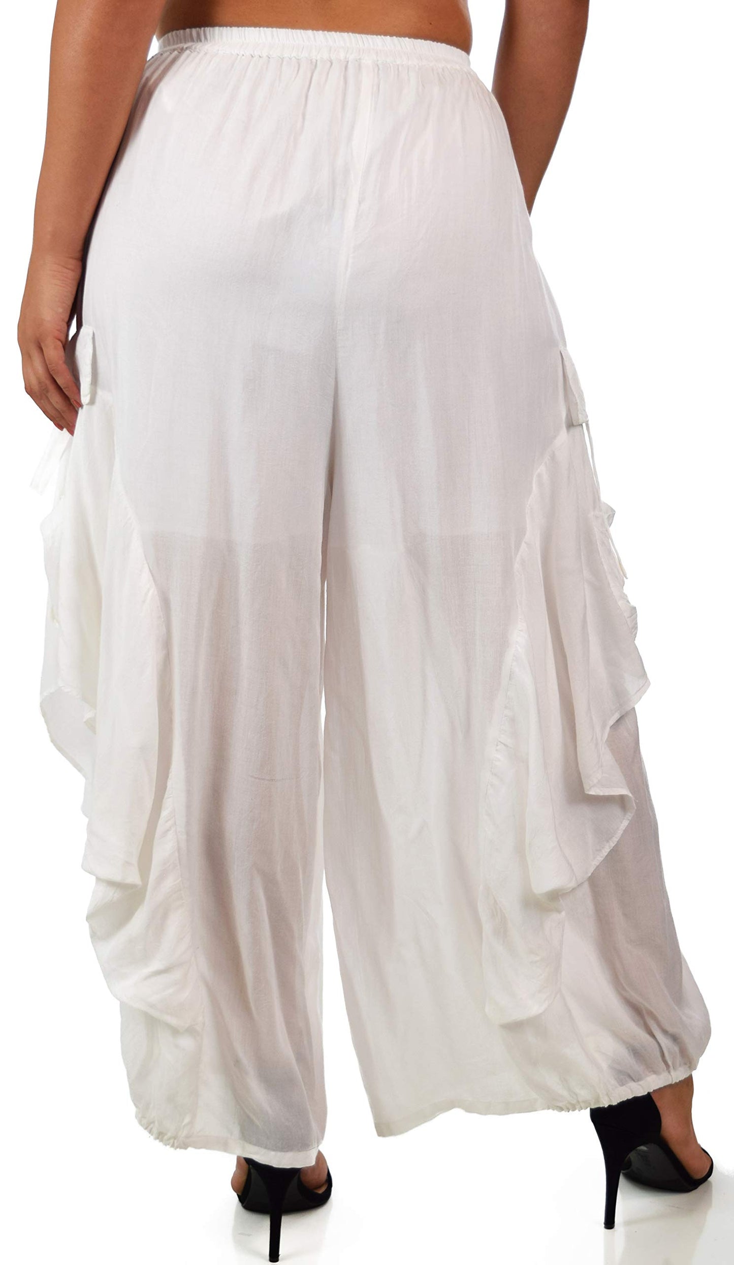 Dare2BStylish Women Loose Fit Elastic Waist Boho Wide Leg Palazzo Pants