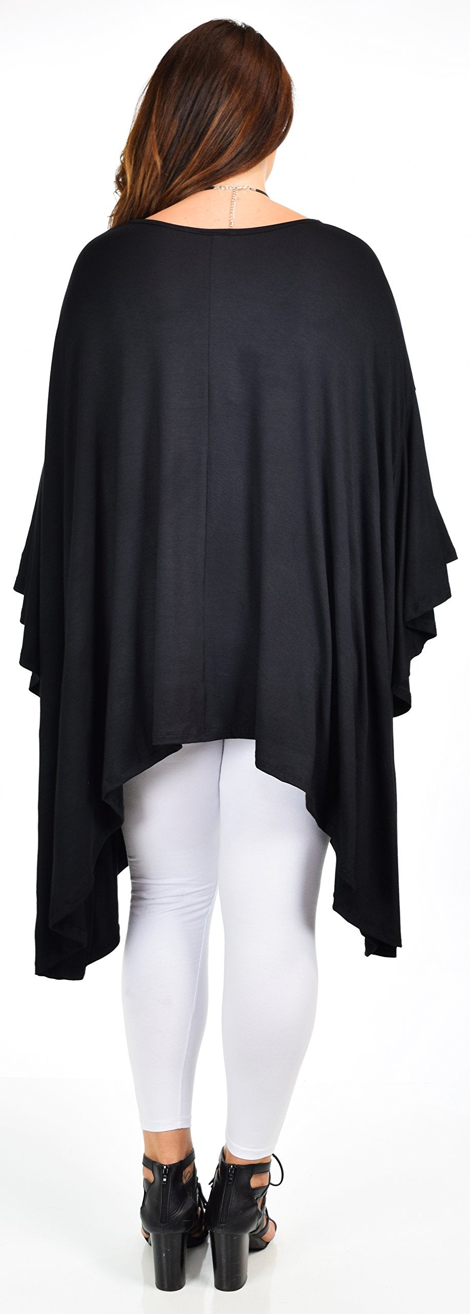 Asymmetrical Oversized Tunic , Full Figured Poncho Top, Plus Size Tunic top, Top Cover Up w/ Butterfly Sleeves