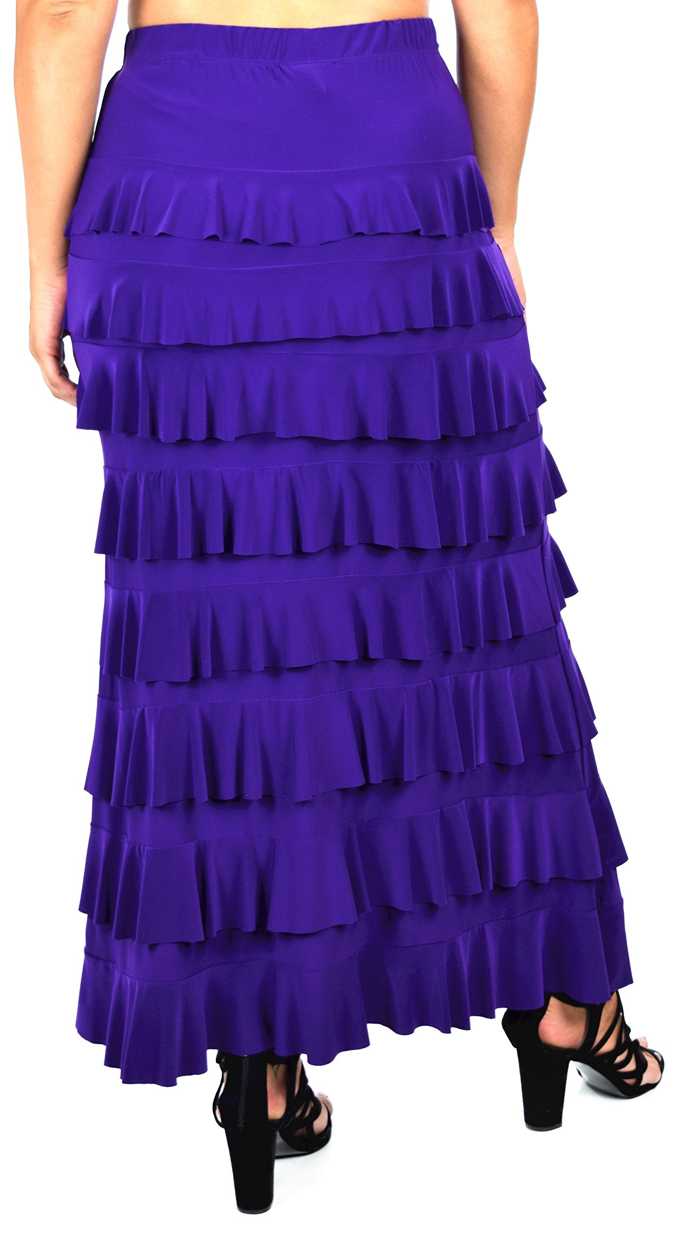 Dare2bStylish Women Waterfall 8 Tiered Boho Layered Maxi Skirt | Reg & Plus Sizes