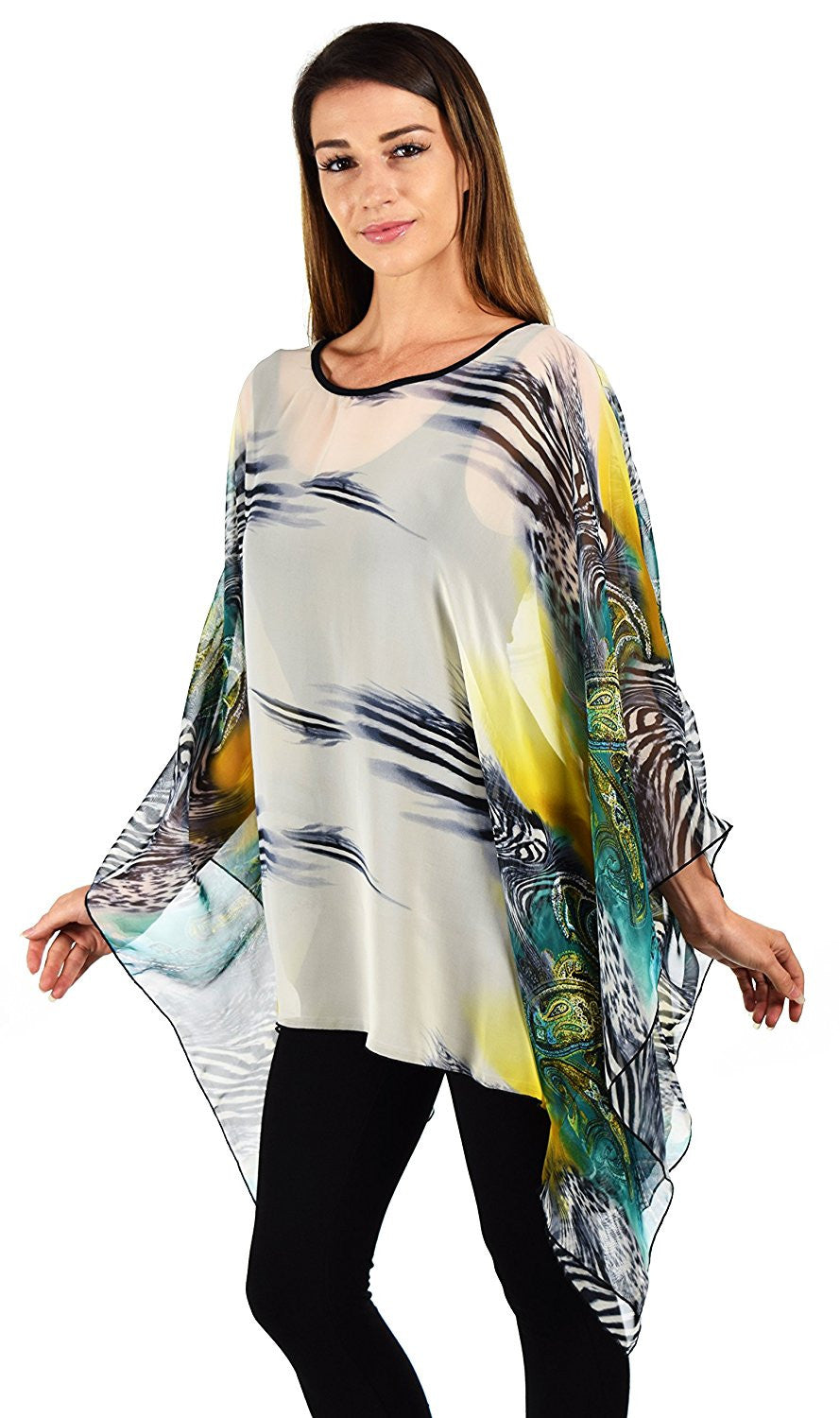 Digital print Poncho, Chiffon Caftan, Summer Chiffon Poncho, Beach Cover Up, Caftan Tunic, Prited animal print Caftan