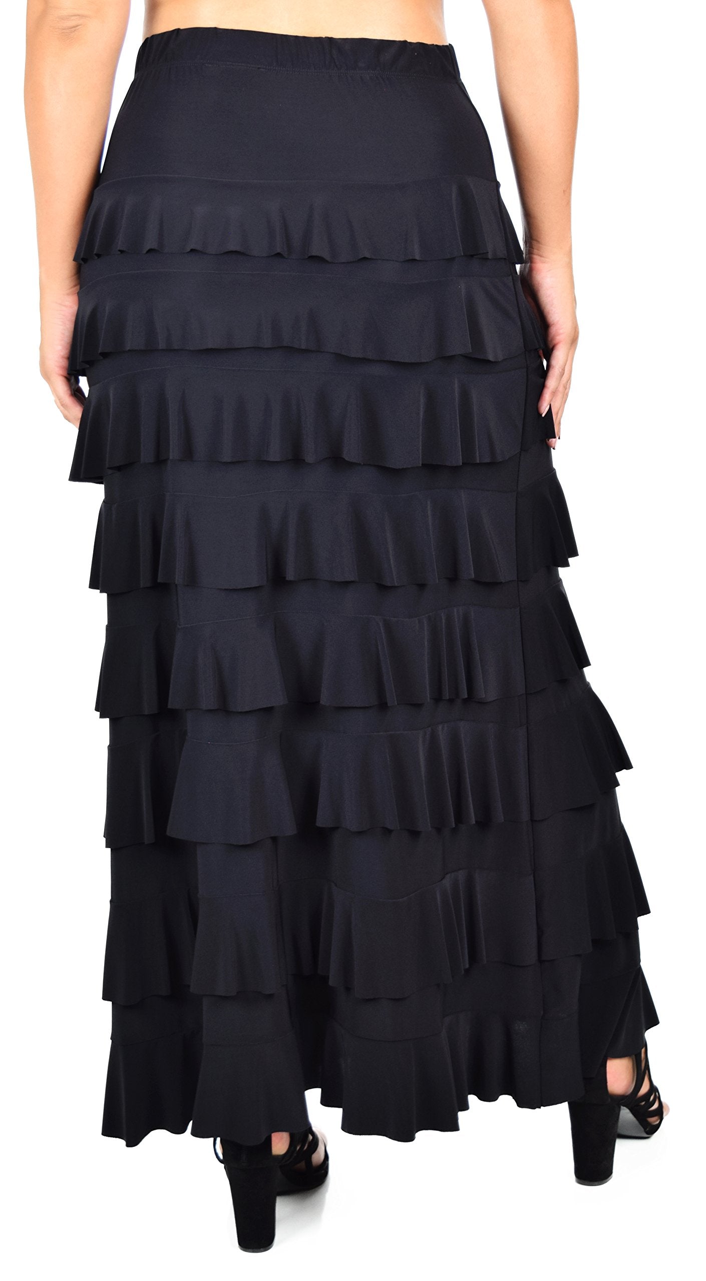 Dare2bStylish Women Waterfall 8 Tiered Boho Layered Maxi Skirt | Reg & Plus Sizes