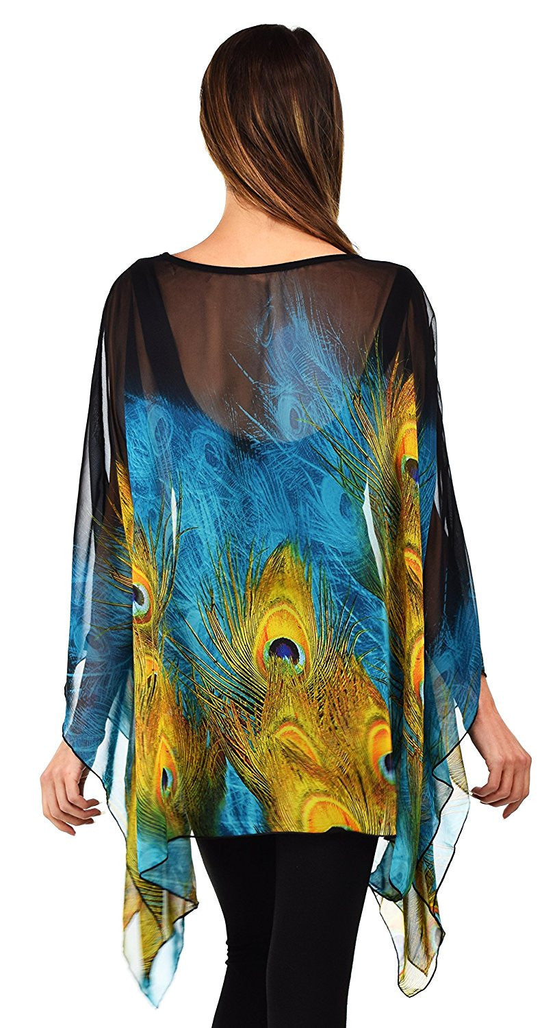 Digital print Poncho, Chiffon Caftan, Summer Chiffon Poncho, Beach Cover Up, Caftan Tunic, Prited animal print Caftan