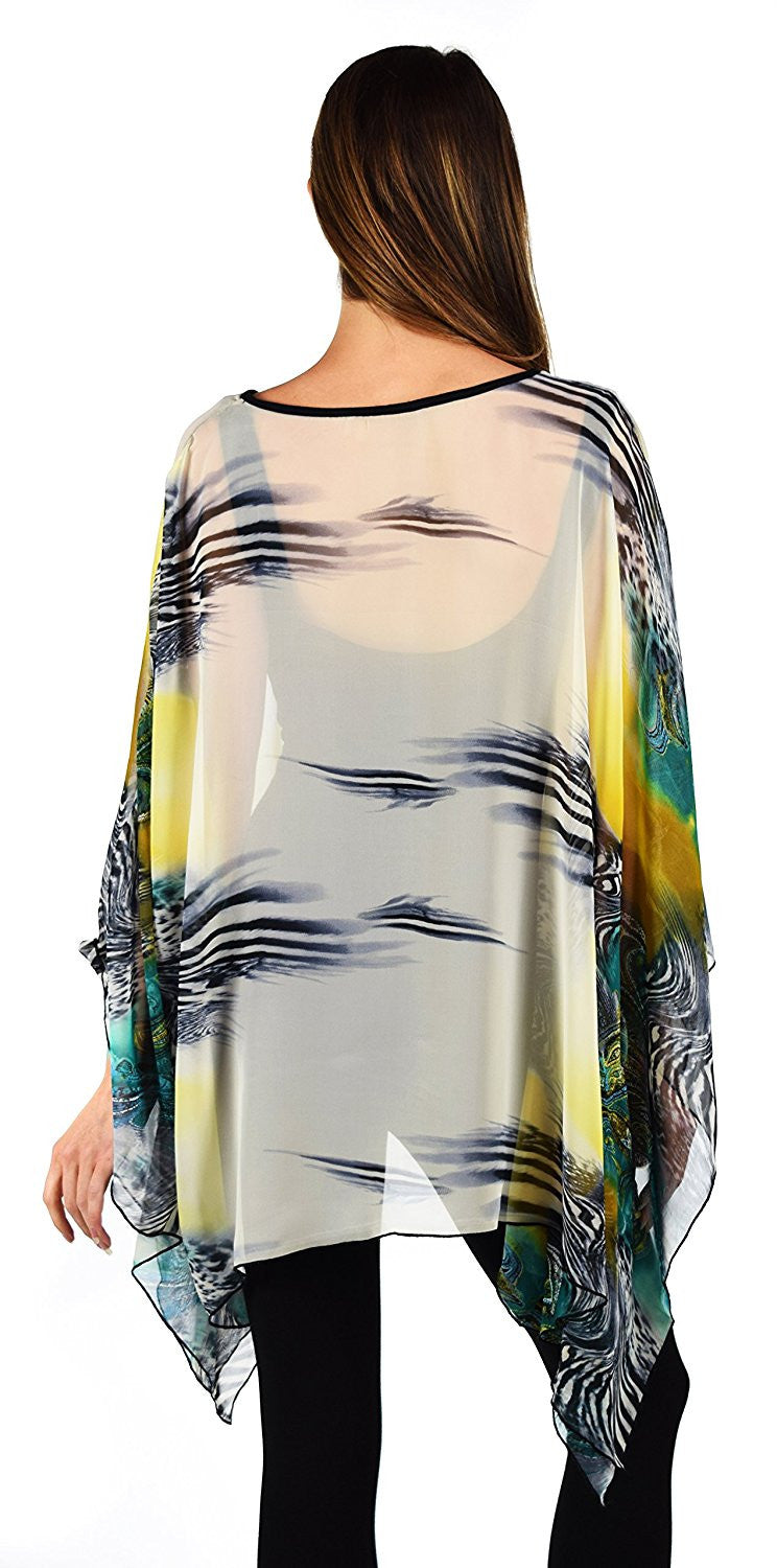 Digital print Poncho, Chiffon Caftan, Summer Chiffon Poncho, Beach Cover Up, Caftan Tunic, Prited animal print Caftan