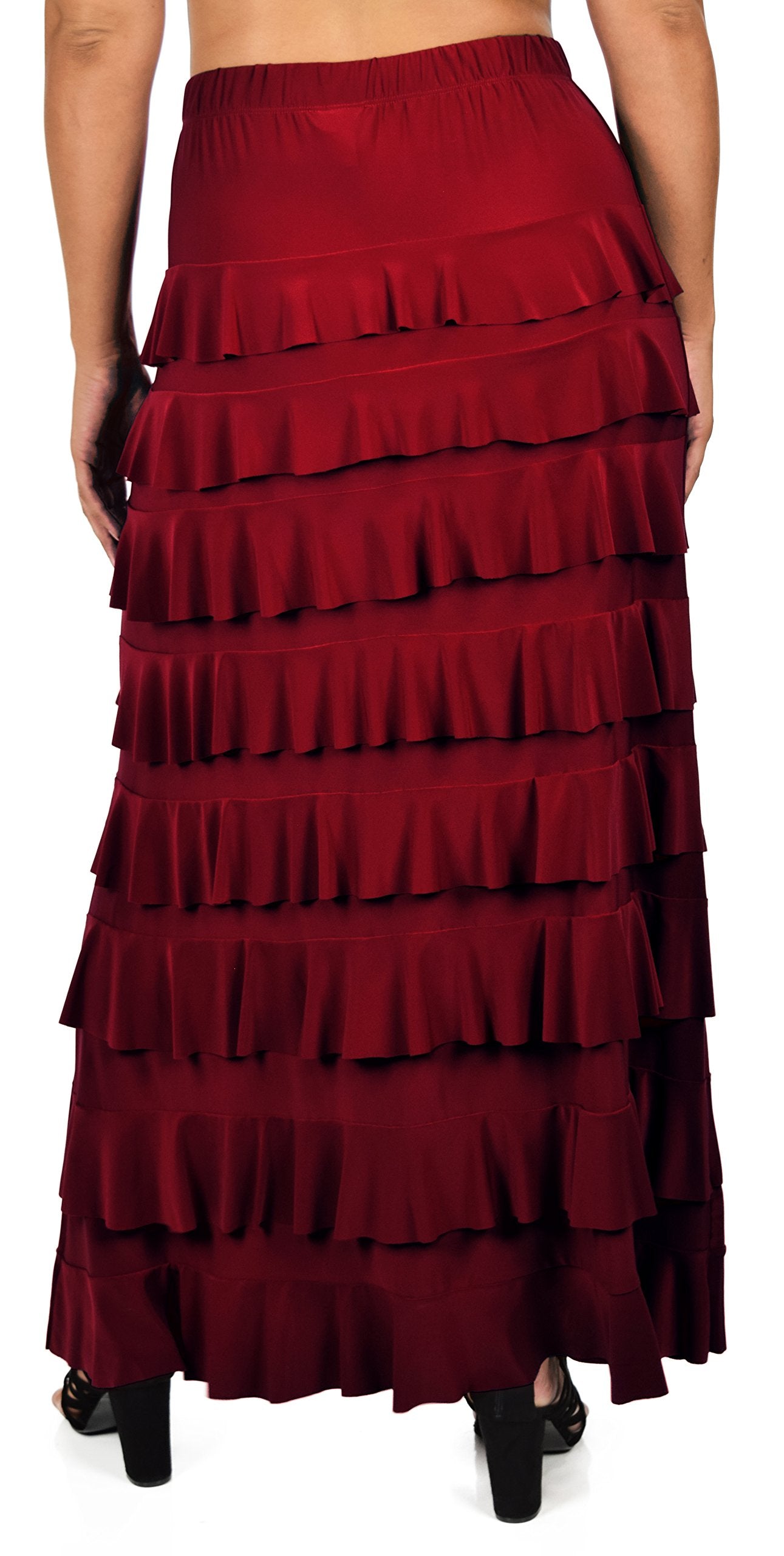 Dare2bStylish Women Waterfall 8 Tiered Boho Layered Maxi Skirt | Reg & Plus Sizes