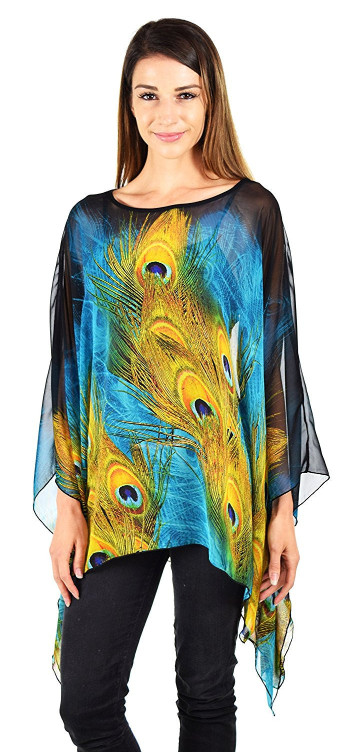 Digital print Poncho, Chiffon Caftan, Summer Chiffon Poncho, Beach Cover Up, Caftan Tunic, Prited animal print Caftan