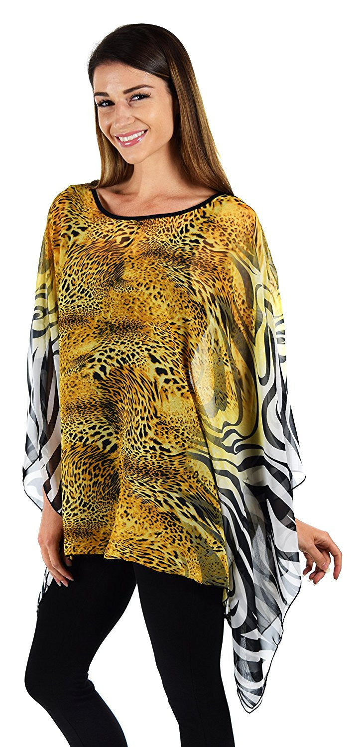 Digital print Poncho, Chiffon Caftan, Summer Chiffon Poncho, Beach Cover Up, Caftan Tunic, Prited animal print Caftan