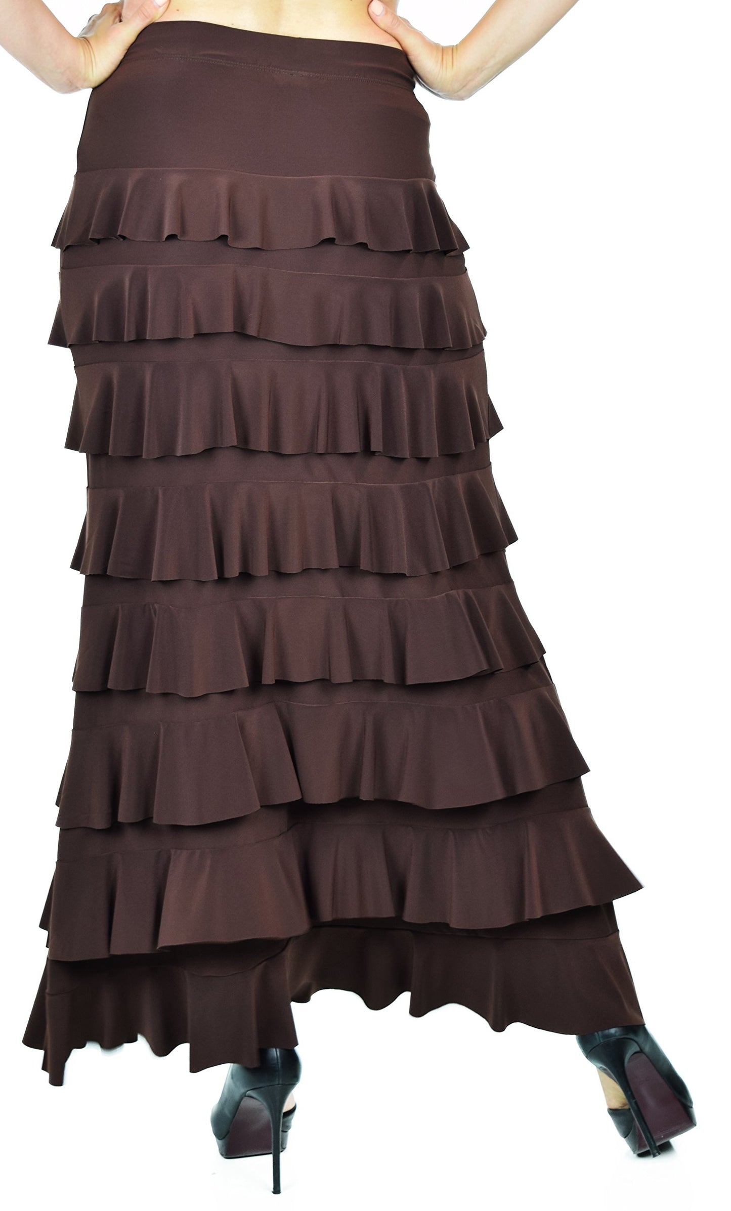 Dare2bStylish Women Waterfall 8 Tiered Boho Layered Maxi Skirt | Reg & Plus Sizes