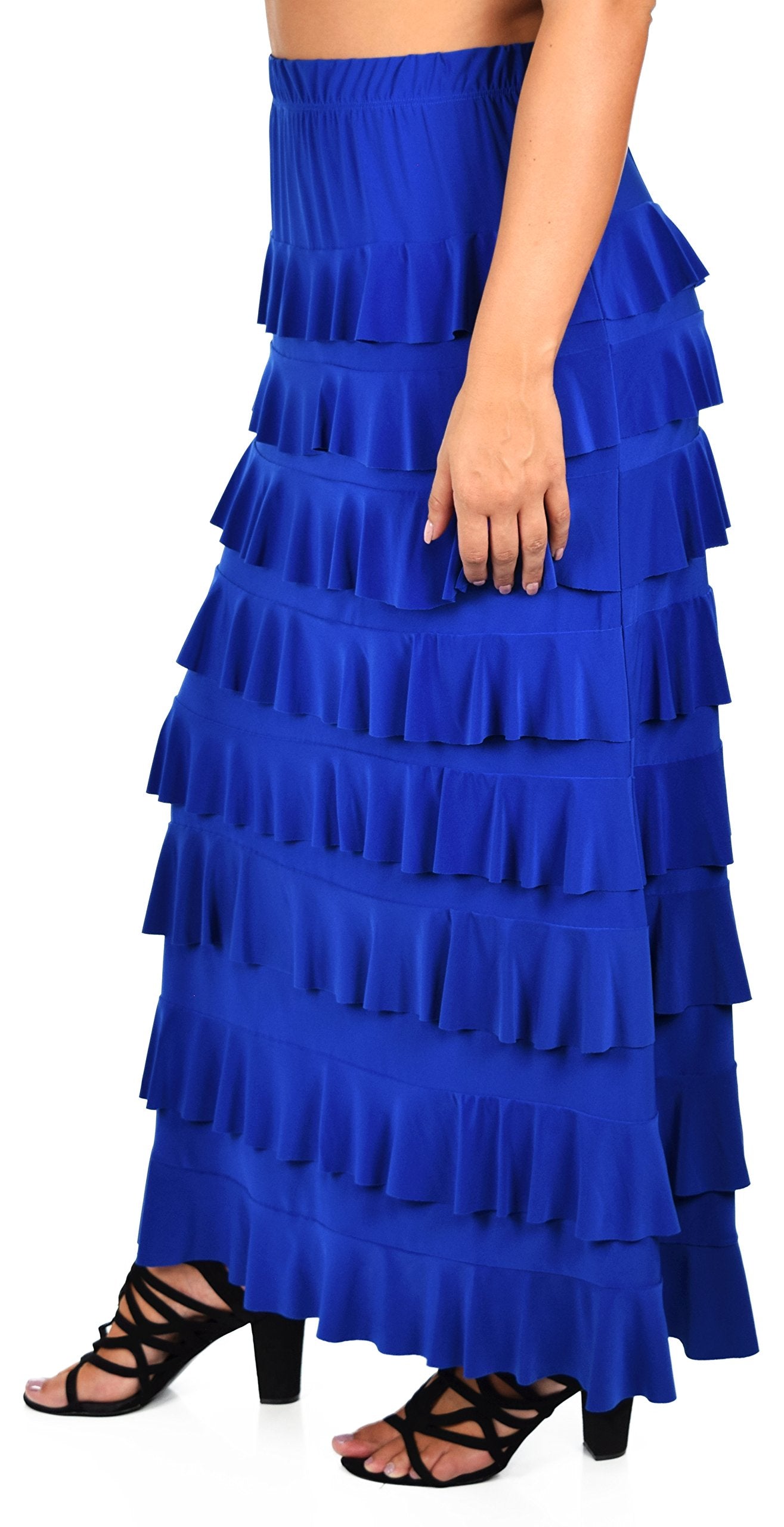 Dare2bStylish Women Waterfall 8 Tiered Boho Layered Maxi Skirt | Reg & Plus Sizes