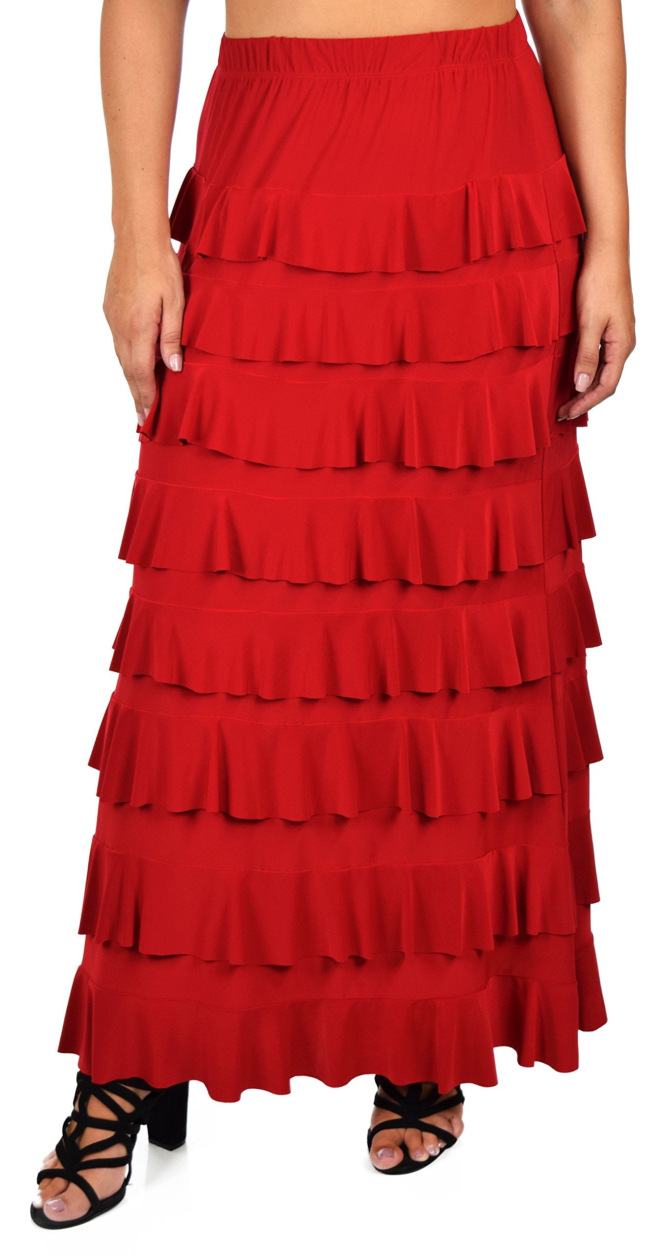 Dare2bStylish Women Waterfall 8 Tiered Boho Layered Maxi Skirt | Reg & Plus Sizes