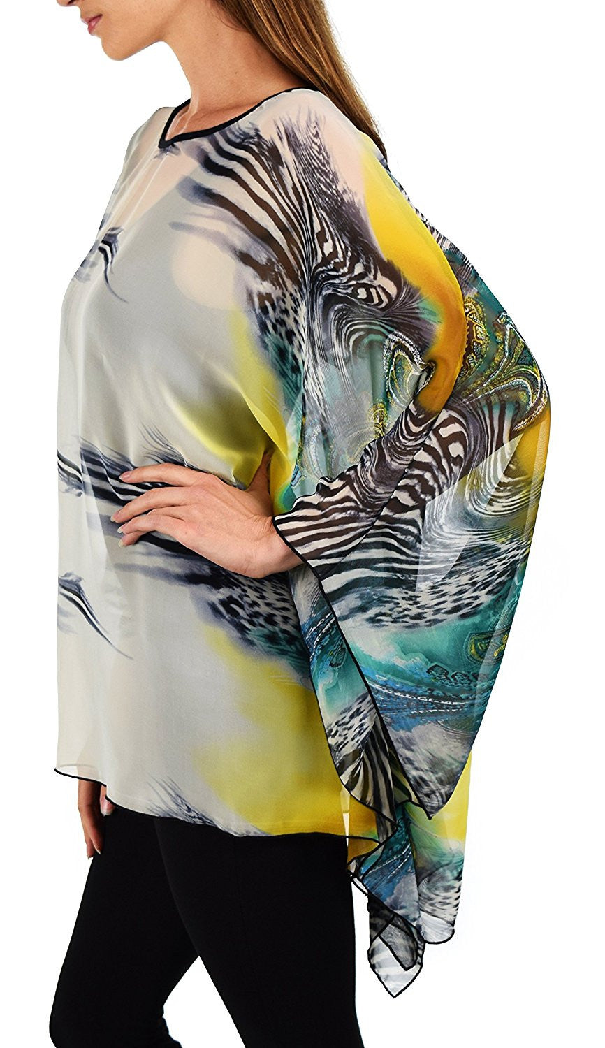 Digital print Poncho, Chiffon Caftan, Summer Chiffon Poncho, Beach Cover Up, Caftan Tunic, Prited animal print Caftan
