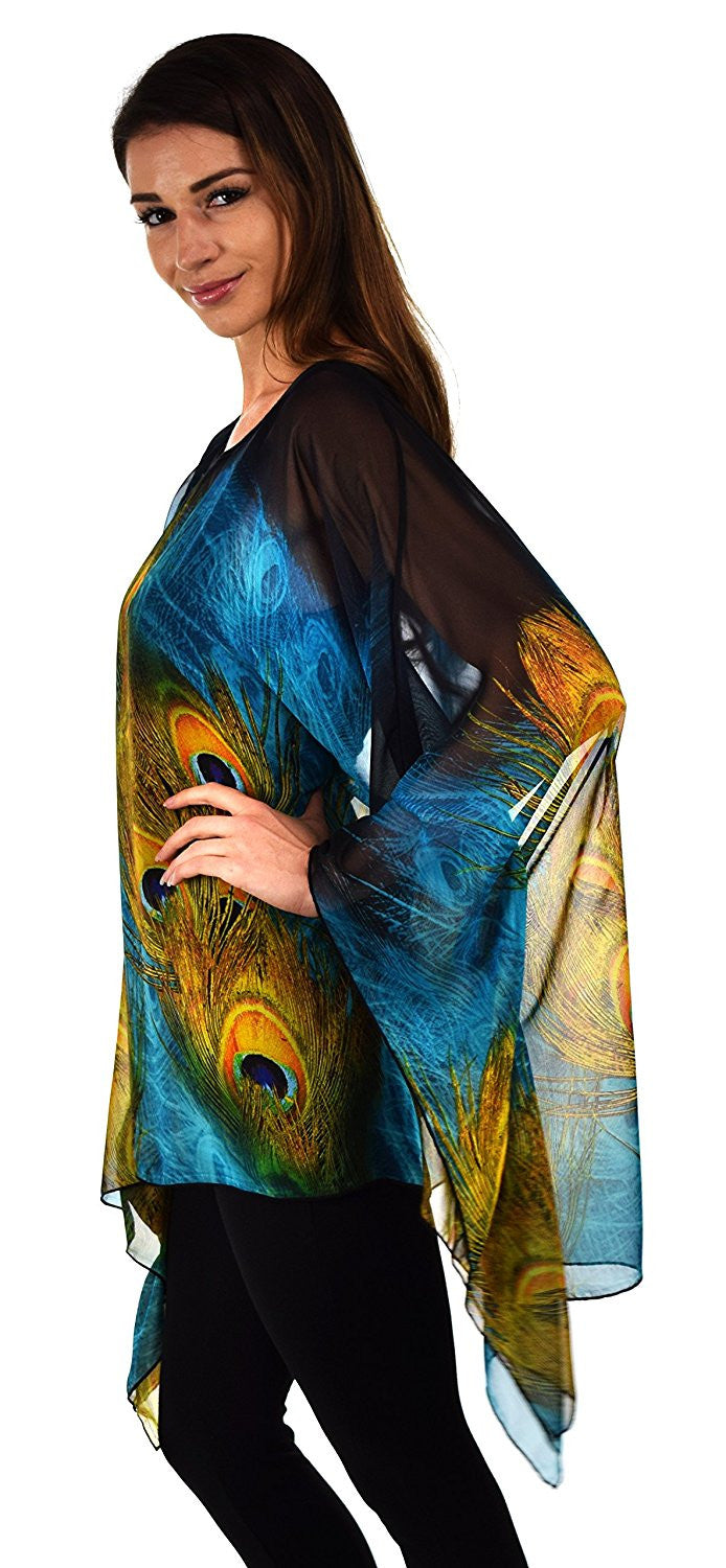 Digital print Poncho, Chiffon Caftan, Summer Chiffon Poncho, Beach Cover Up, Caftan Tunic, Prited animal print Caftan