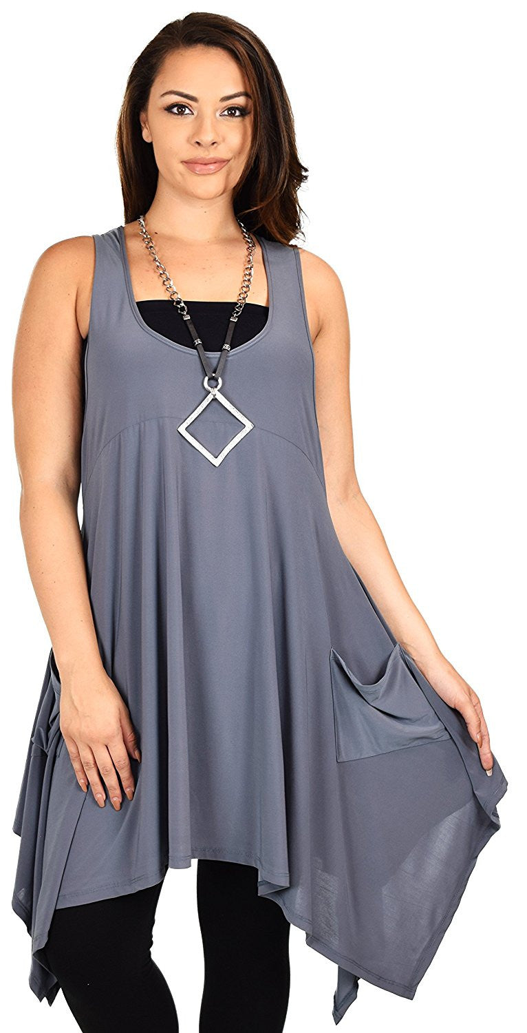 Plus Size Tunic, Swing Long Tank Tall Top | Sleeveless Summer Tunic , Full figured Tunic,