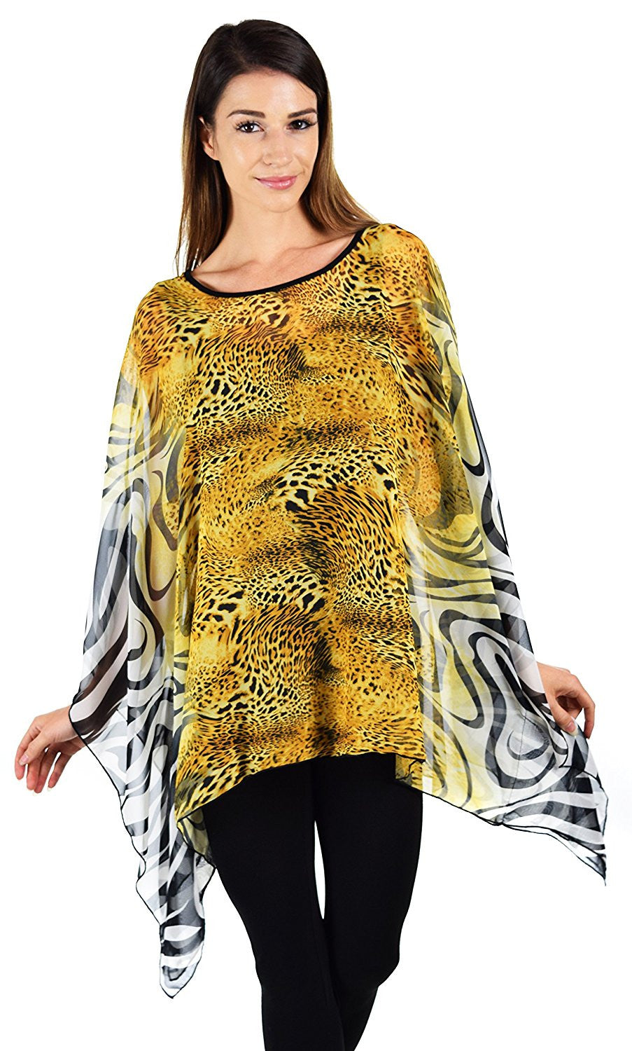 Digital print Poncho, Chiffon Caftan, Summer Chiffon Poncho, Beach Cover Up, Caftan Tunic, Prited animal print Caftan