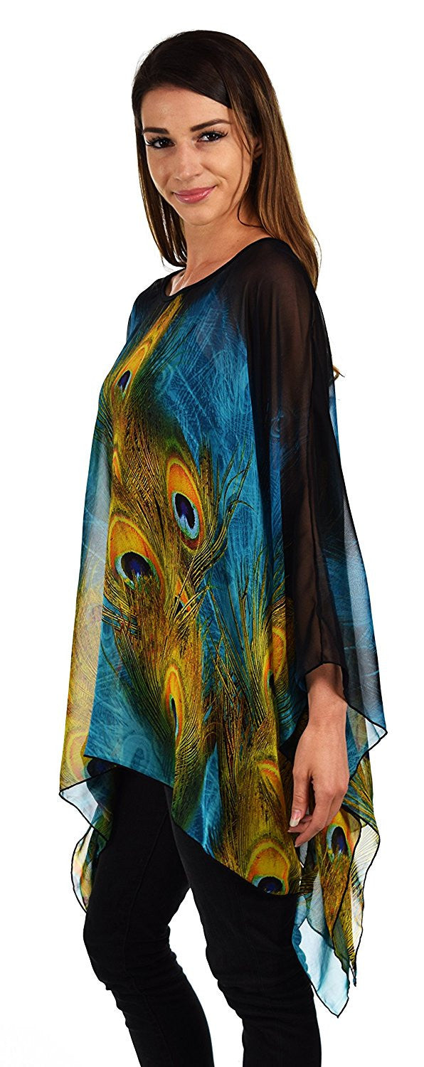Digital print Poncho, Chiffon Caftan, Summer Chiffon Poncho, Beach Cover Up, Caftan Tunic, Prited animal print Caftan