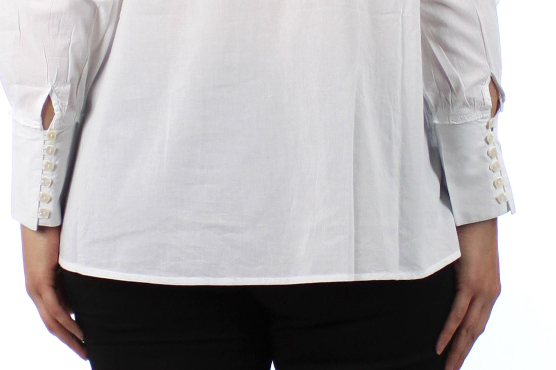 Organic Cotton Bow Scarf shirt, Cotton Shawl Blouse Plus size Blouse, Designer Cotton Blouse, High end Cotton Blouse, Women Cotton blouse