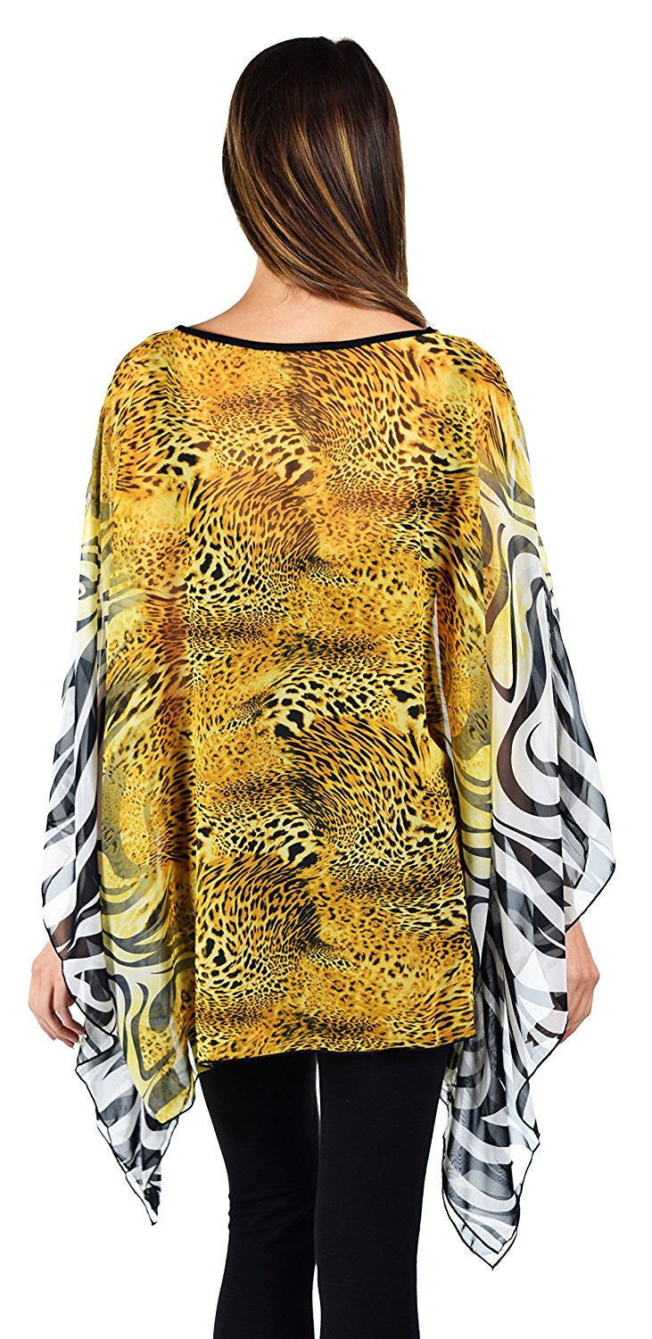 Digital print Poncho, Chiffon Caftan, Summer Chiffon Poncho, Beach Cover Up, Caftan Tunic, Prited animal print Caftan