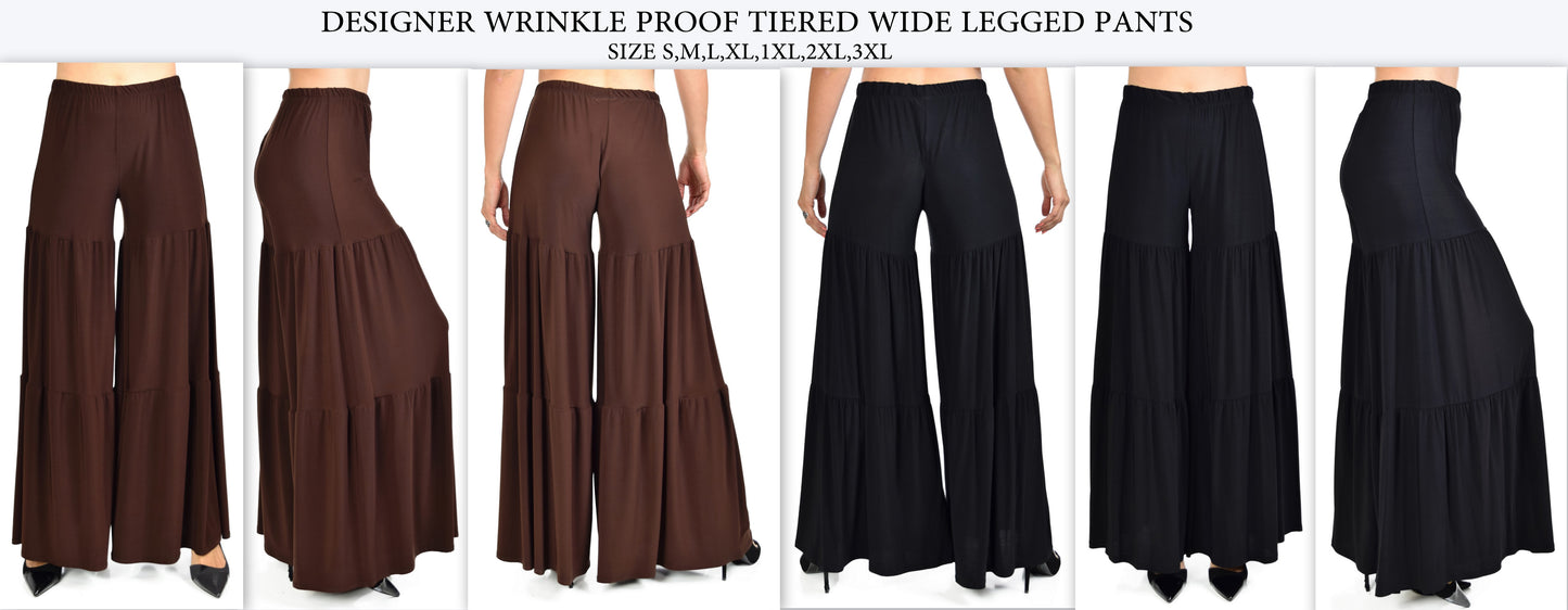 Designer Boho Pants, Tiered pants, Designer Plus size Pants, Palazzo Pants, Black Pants, Gaucho Pants, Brown Pants