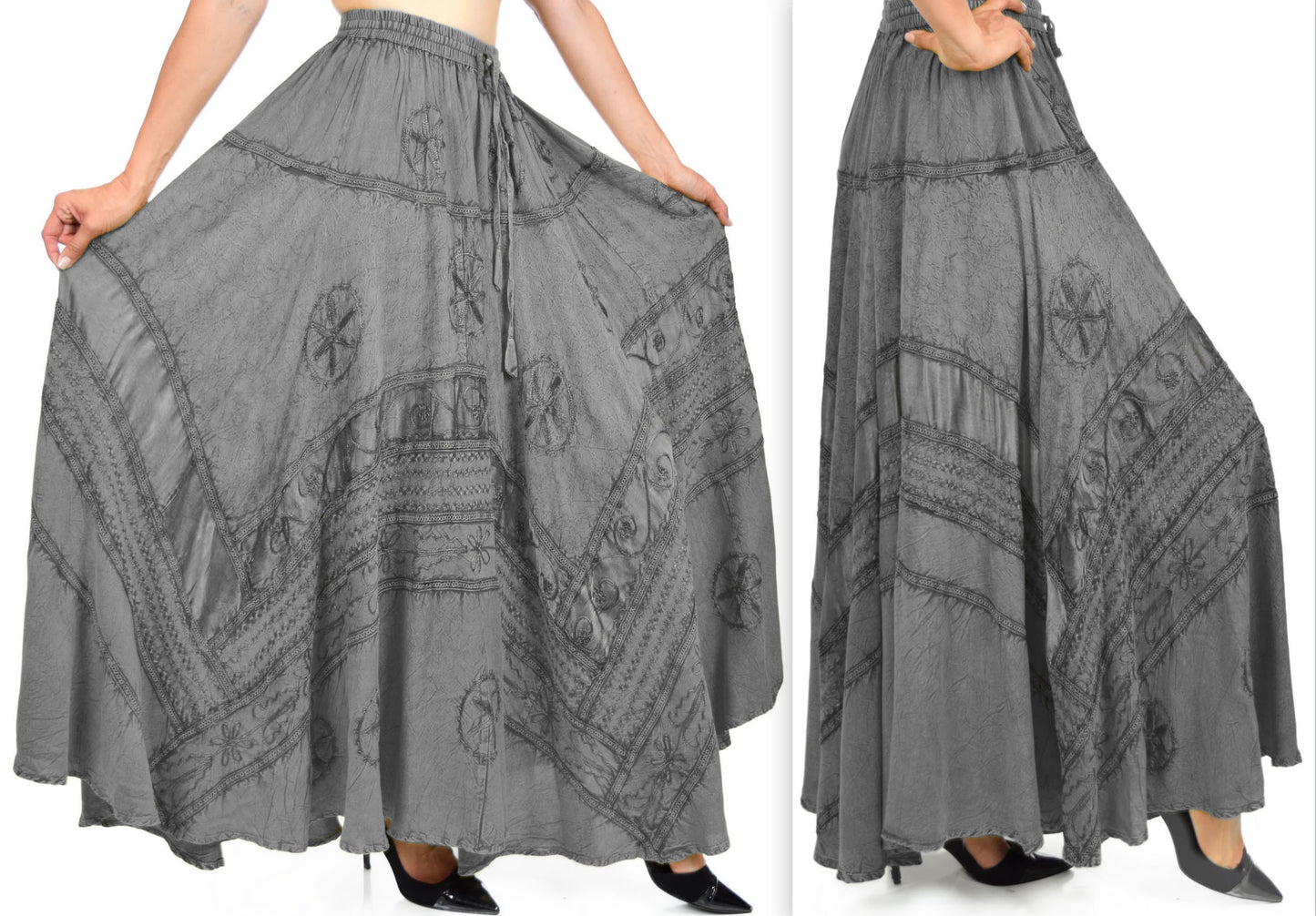 Artsy Skirt, Embroidered Skirt, Bohemian Skirt, Party Skirt, Hip Hop Skirt,  Comfy Skirt, Designer Skirt, Plus size Skirt, Stone wash Skirt