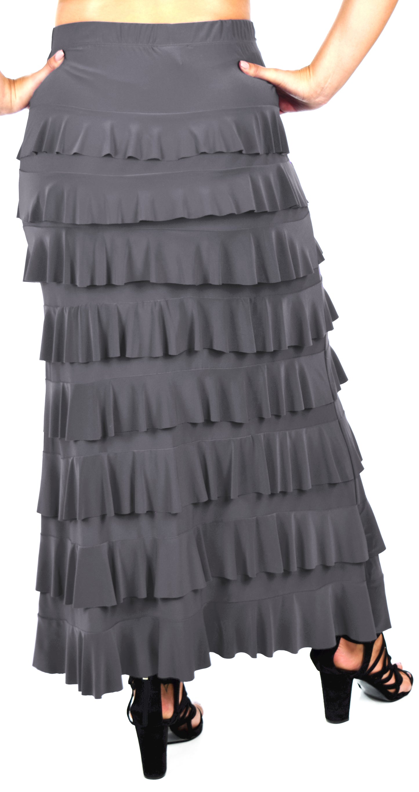 Dare2bStylish Women Waterfall 8 Tiered Boho Layered Maxi Skirt | Reg & Plus Sizes