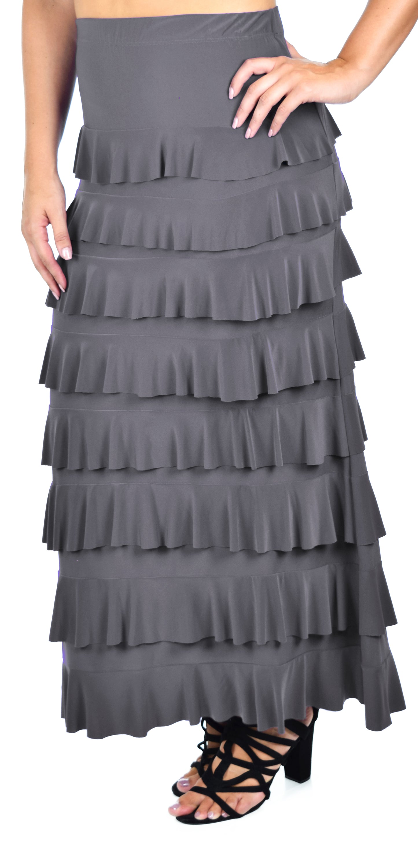 Dare2bStylish Women Waterfall 8 Tiered Boho Layered Maxi Skirt | Reg & Plus Sizes