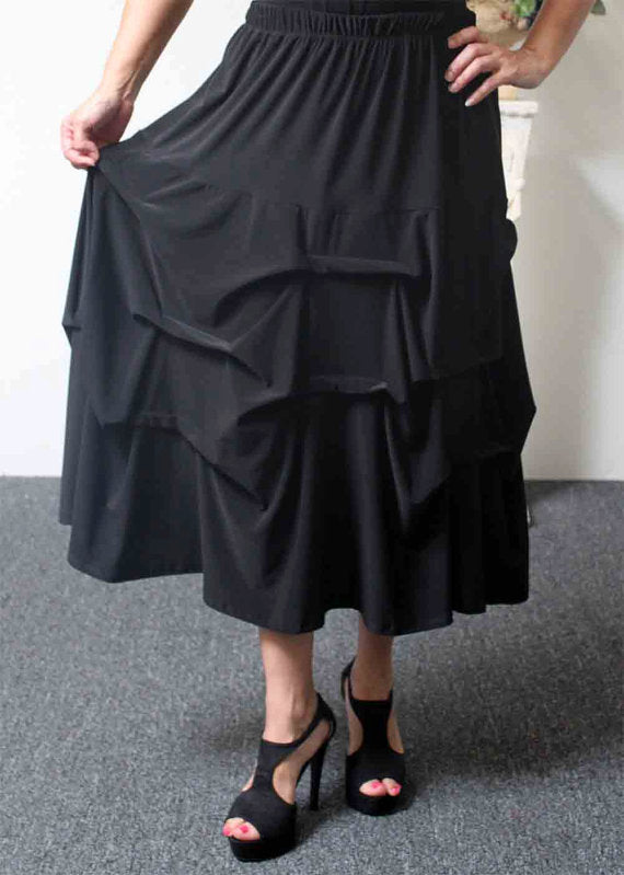 Arsty Skirt MIDI SKIRT,  Designer Lagenlook Skirt, Plus size skirt ,  Gathered skirt ,  Front and back ticjed skirt, Midi Skirt, Addition to our Travel Line with side pockets