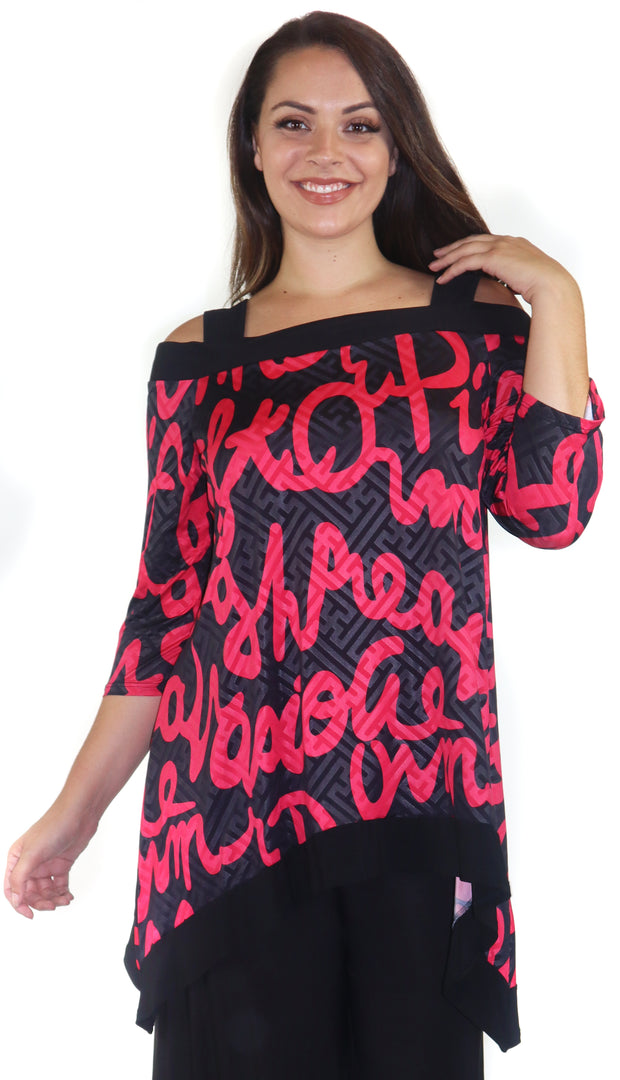 Cold Shoulder Tunic, Classic Plus size Tunic top with cut out details to the shoulders. S to 3XL