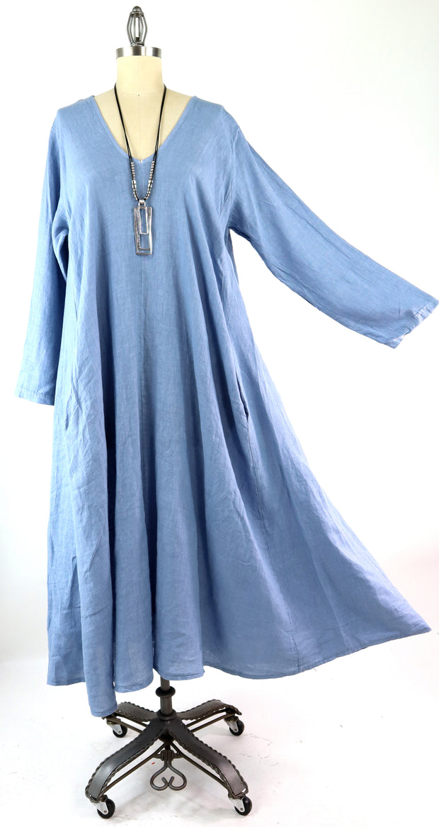 Womens Swing Maxi Dress, Loose Fitting, Made in Italy | Regular and Plus Sizes, 100% Linen