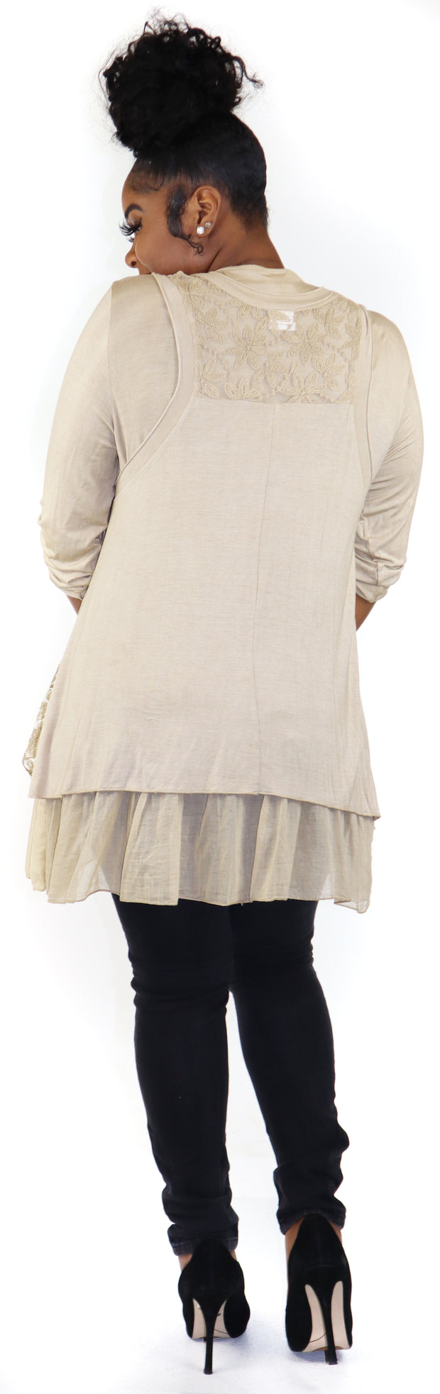 Women Plus Size Tunic top, 2 pc. Embroidered Lace Tunic, Women lace Blouse, Tunic and inner .