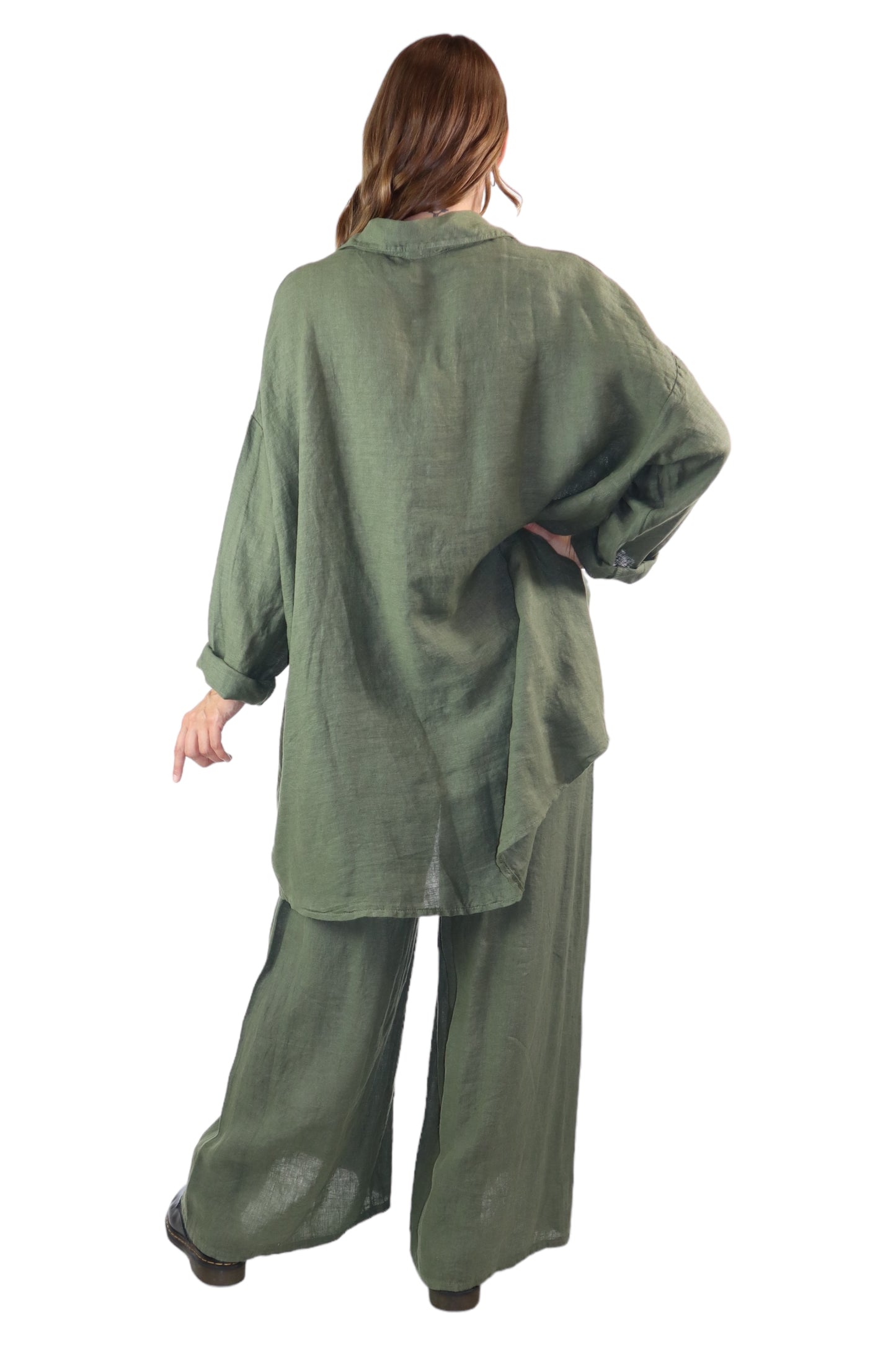 Womens 100% Linen 2 Piece Pant Set, Relaxed Comfy Fit | One Size (Fits S-3X)