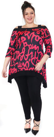 Womens Cold Shoulder Square Neckline Tunic Blouse Top | Reg and Plus Sizes