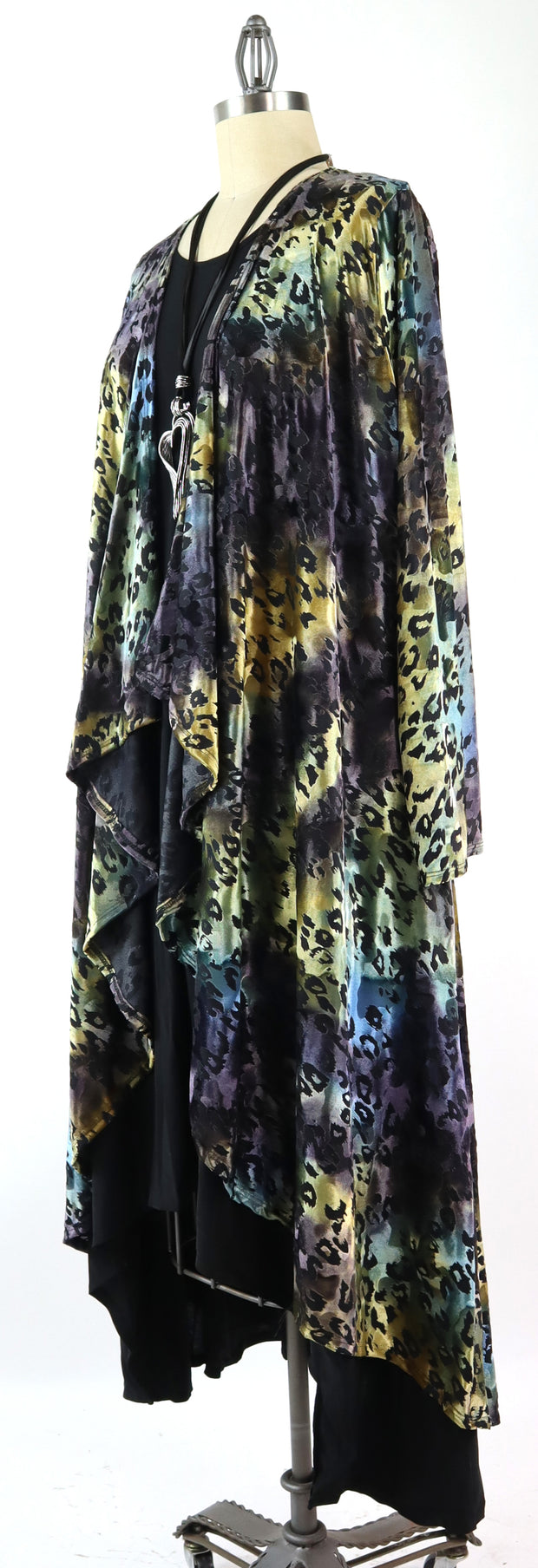 Elegant Women One Size High Low Open Front, High End Velvet Duster Cardigan Jacket