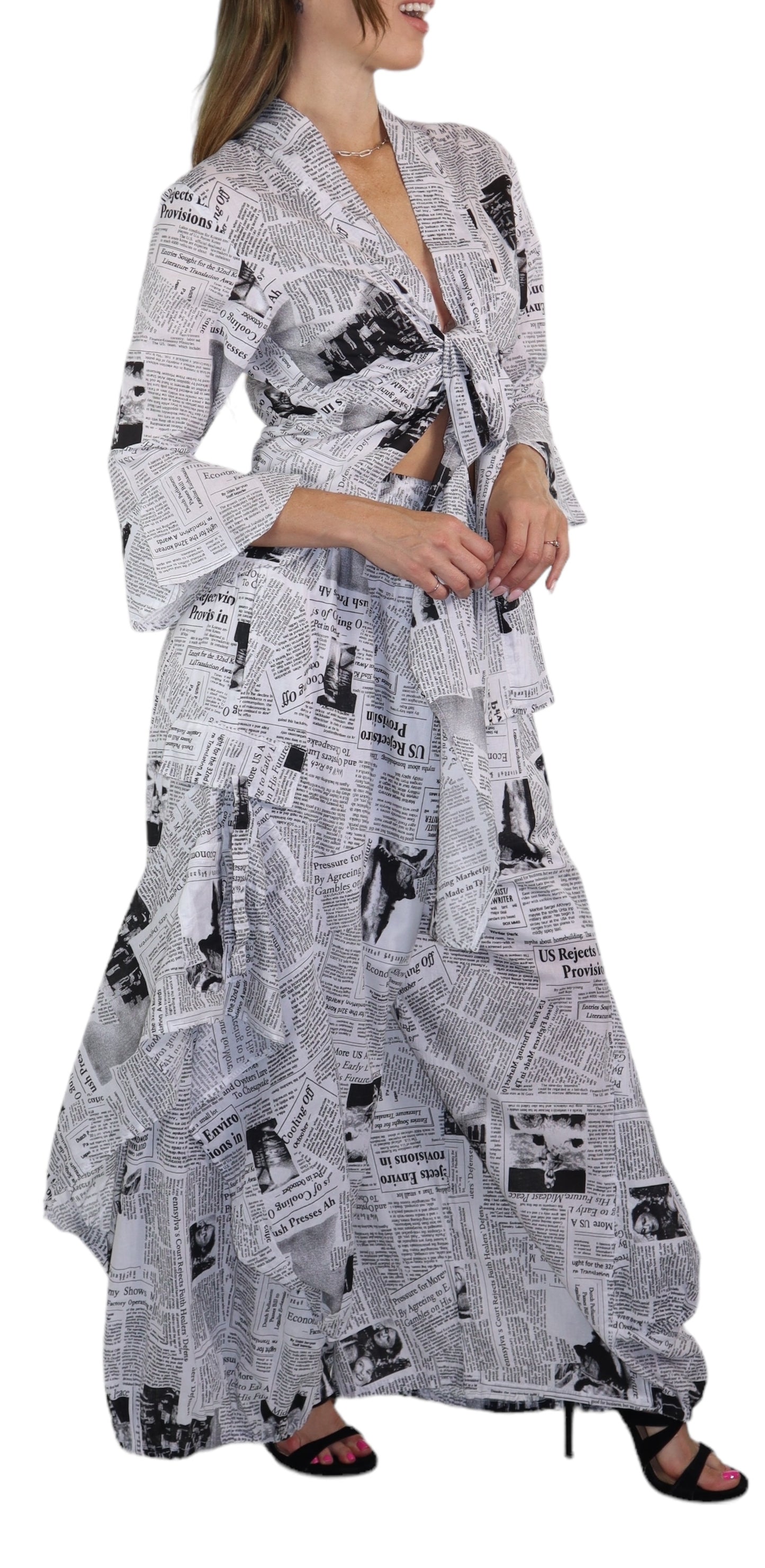 Women's Boho 2 Piece Linen Wrap Up Jumpsuit + Pants Set | Regular and Plus Sizes