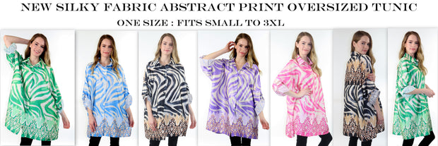 Artsy Digital printed Silky Tunic in One size. Oversized Tunic, Plus size Tunic.