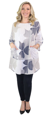 Comfy Women's Relaxed Fit long tunic, Made in Italy,  One Size Fits S to XL, 100% Cotton