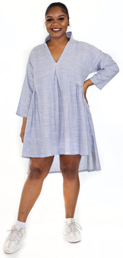 Women Boho High Low Linen V Neck Knee Length Dress Top, Bohemian Linen Dress, Regular and Plus Sizes