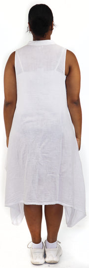 Women Boho Linen Sleeveless Button Down Midi Dress Top, Romper w/ Front Pockets, Reg and Plus Sizes