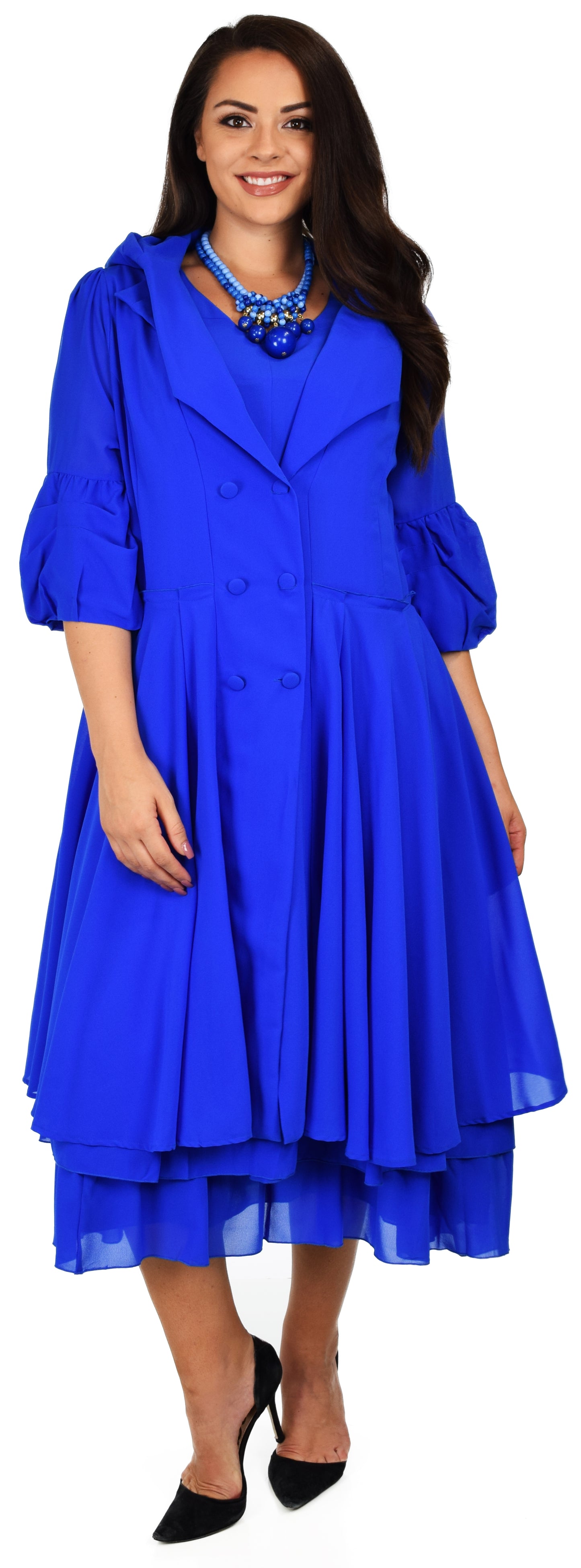 Classic 2 PC Georgette Chiffon Dress and  Coat Jacket set, Women Dress and Jacket Set,