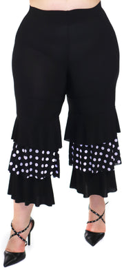 Womens 2 Piece Ruffled Polka Dot Top and Pants Set, Regular and Plus Sizes, Handmade in USA