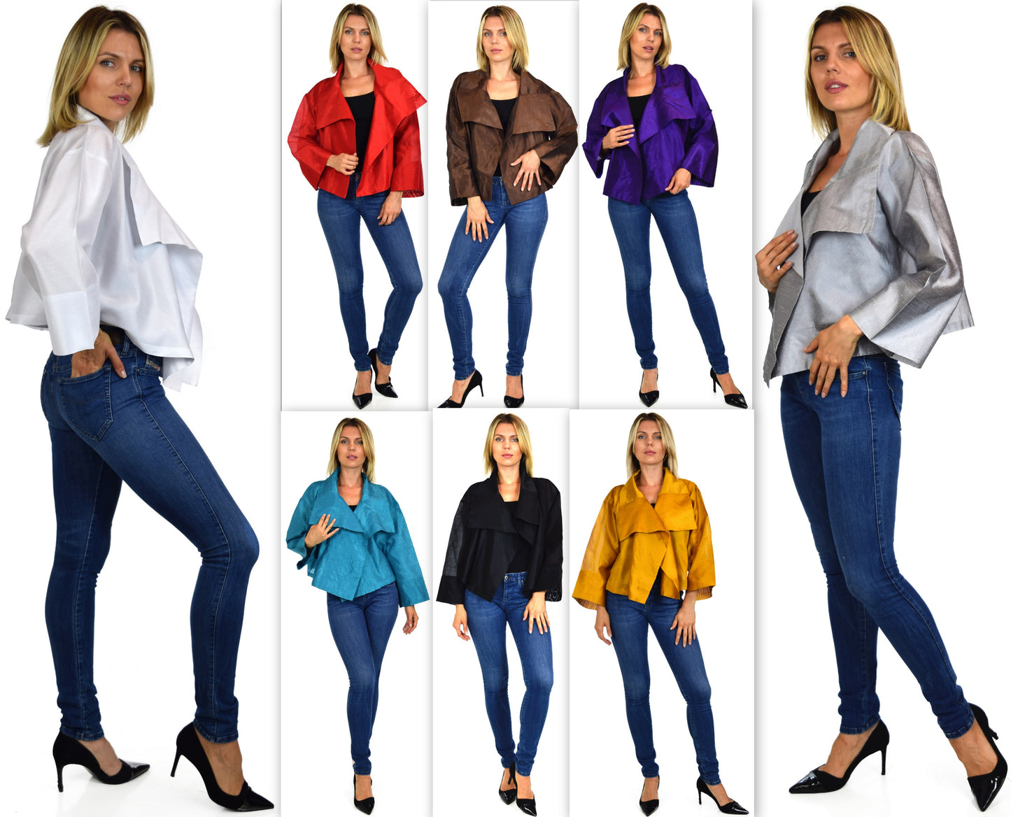 Crop Jacket, Silk Jacket, Short Jacket, Stunning and Aristocratic, Bolero Jacket in Poly Raw Silk, Fits Medium to 1XL