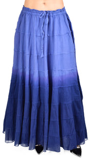 Tiered Ombre Skirt, hande dye skirt, Cotton Skirt, 8 tiered Skirt,Broomstick Skirt,Designer Skirt, Long Plus size Skirt, Tie dye skirt
