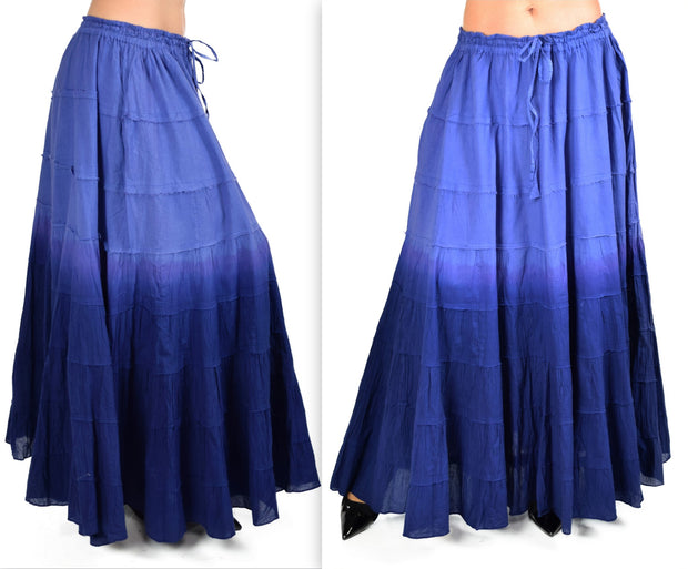 Tiered Ombre Skirt, hande dye skirt, Cotton Skirt, 8 tiered Skirt,Broomstick Skirt,Designer Skirt, Long Plus size Skirt, Tie dye skirt