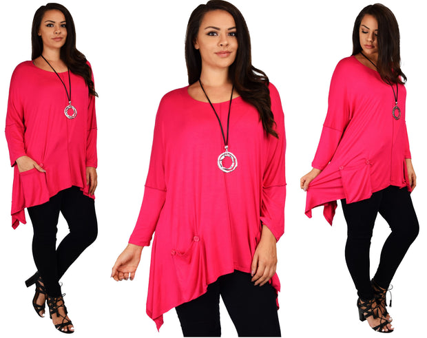 Stylish & Comfortable Tunic, Front Pockets Tunic, Full Figure Wear,Plus Size Tunic,  Lagen Look Tunic Top.