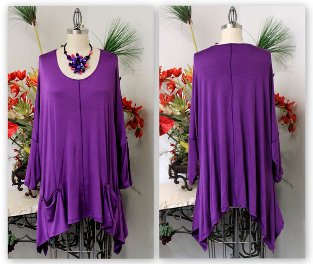 Stylish & Comfortable Tunic, Front Pockets Tunic, Full Figure Wear,Plus Size Tunic,  Lagen Look Tunic Top.