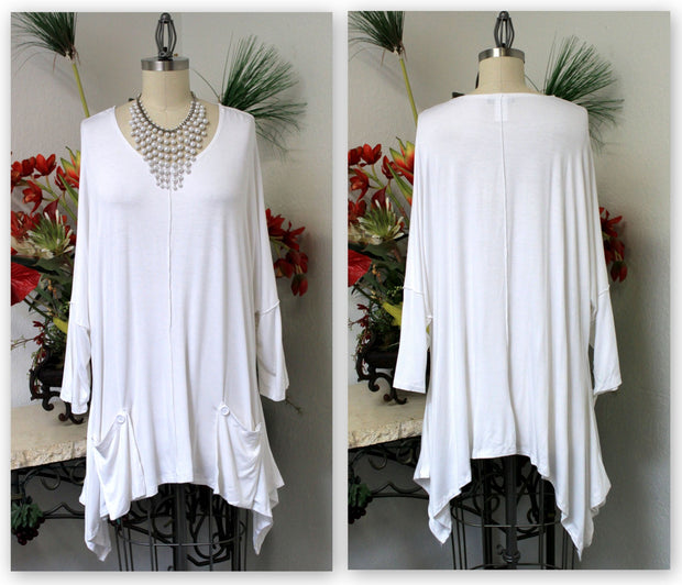 Stylish & Comfortable Tunic, Front Pockets Tunic, Full Figure Wear,Plus Size Tunic,  Lagen Look Tunic Top.