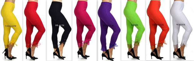 Designer Leggings,Cropped leggings, Bow Leggings, Yoga Leggings, Workout Leggings, Womens Leggings,Organza bow tie,Party Leggings
