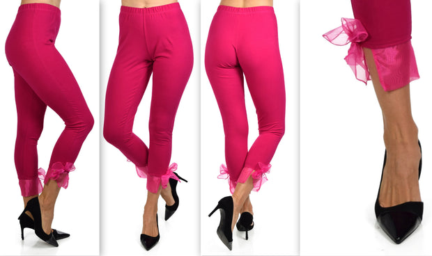 Designer Leggings,Cropped leggings, Bow Leggings, Yoga Leggings, Workout Leggings, Womens Leggings,Organza bow tie,Party Leggings