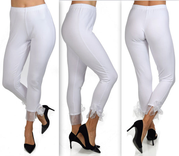 Designer Leggings,Cropped leggings, Bow Leggings, Yoga Leggings, Workout Leggings, Womens Leggings,Organza bow tie,Party Leggings