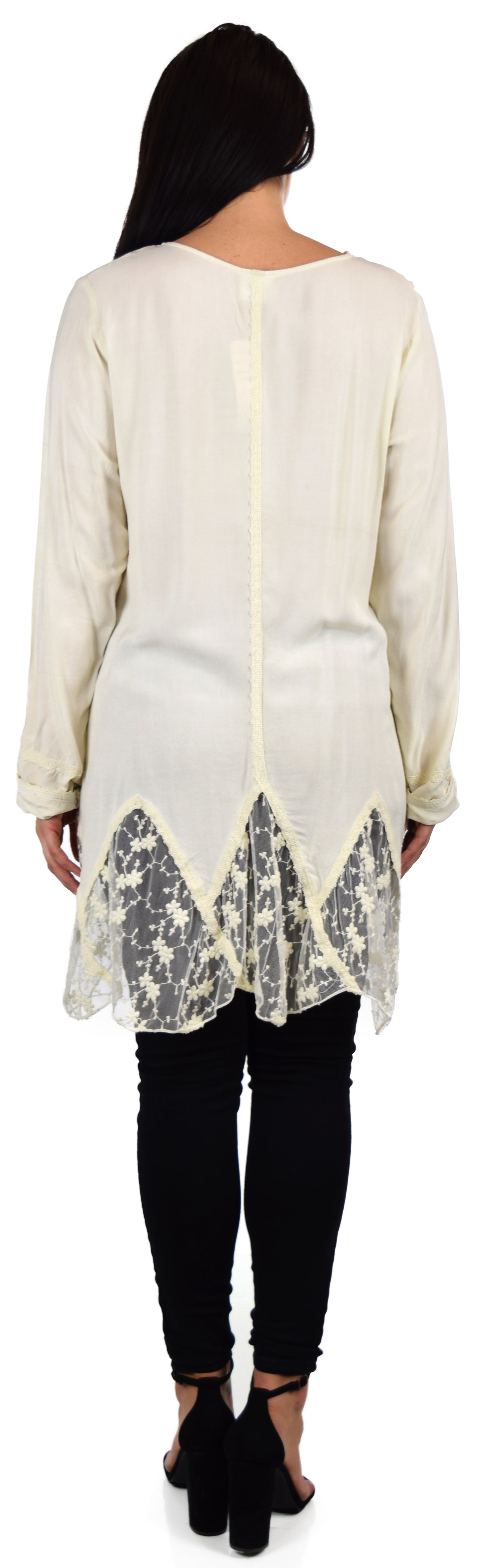 Zopali Women's Plus Size Bohemian Embroidered Lace Shirt Blouse Top