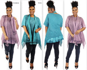 Women Plus Size Asymmetrical Tunic, Lace Tunic Blouse Top Set with Scarf, 3 pc tunic set, Plus size tunic set, L, XL, 1XL
