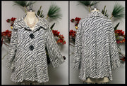 Dashing, High end  all weather desiger Zebra Print jacket. 1XL to 3XL. Plus size jacket, Side Pockets